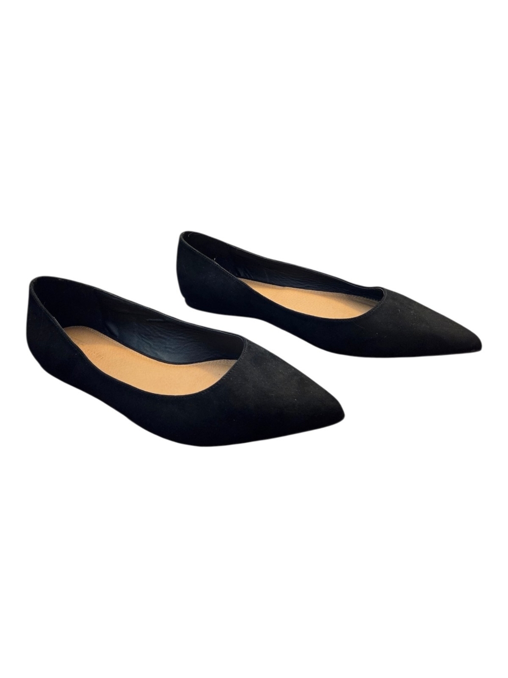 ASOS DESIGN Lucky Pointed Ballet Flats in Black Suedette - Size 12 (10 UK) - Picture 3 of 8
